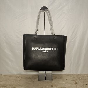 Karl Lagerfeld Paris Adele Black Zipperred Double Handled Tote Bag